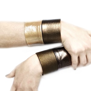 Wide leather bracelets for women, avant garde jewelry, statement leather cuff bracelets