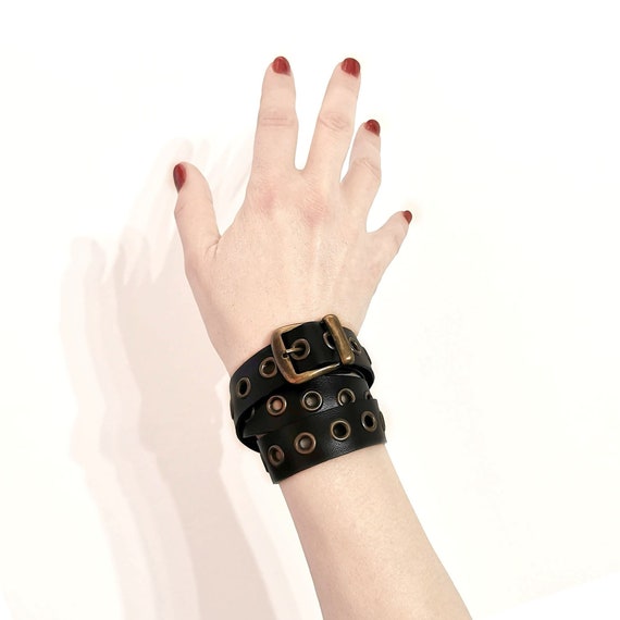 Grunge Bracelet Wide Leather Cuff Bracelet as Grunge Jewelry 