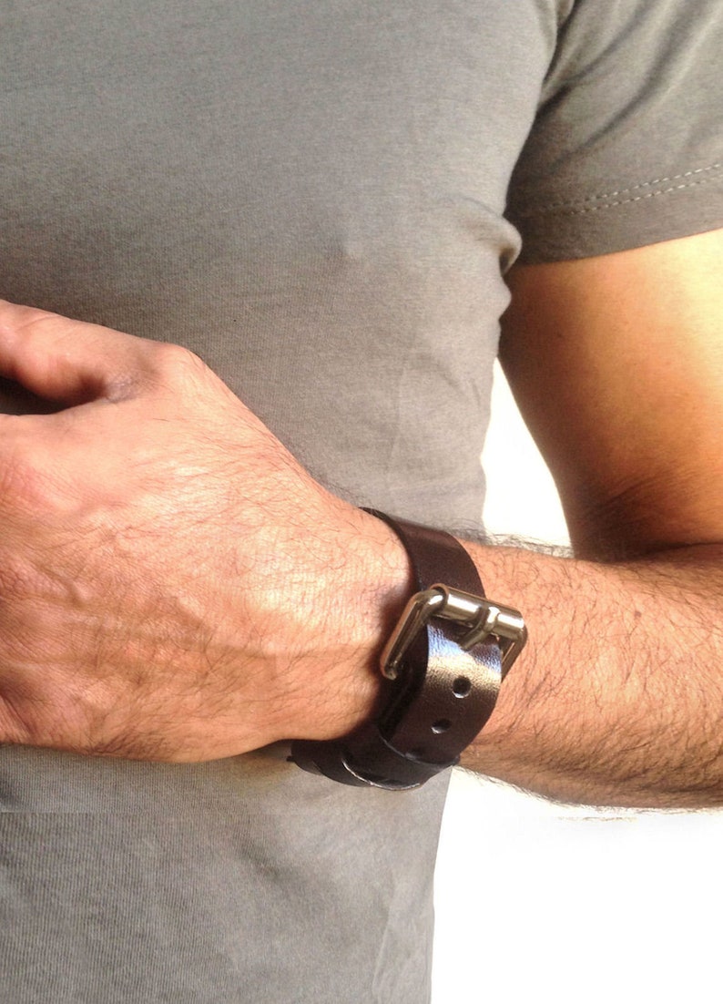 Men's leather bracelet, buckle bracelet as boyfriend gift image 7
