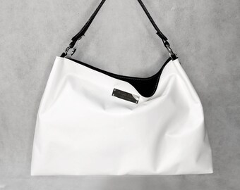 White leather hobo, soft hobo bag, soft leather bags, large shoulder bag, white hobo, white bags, white leather tote gift for wife