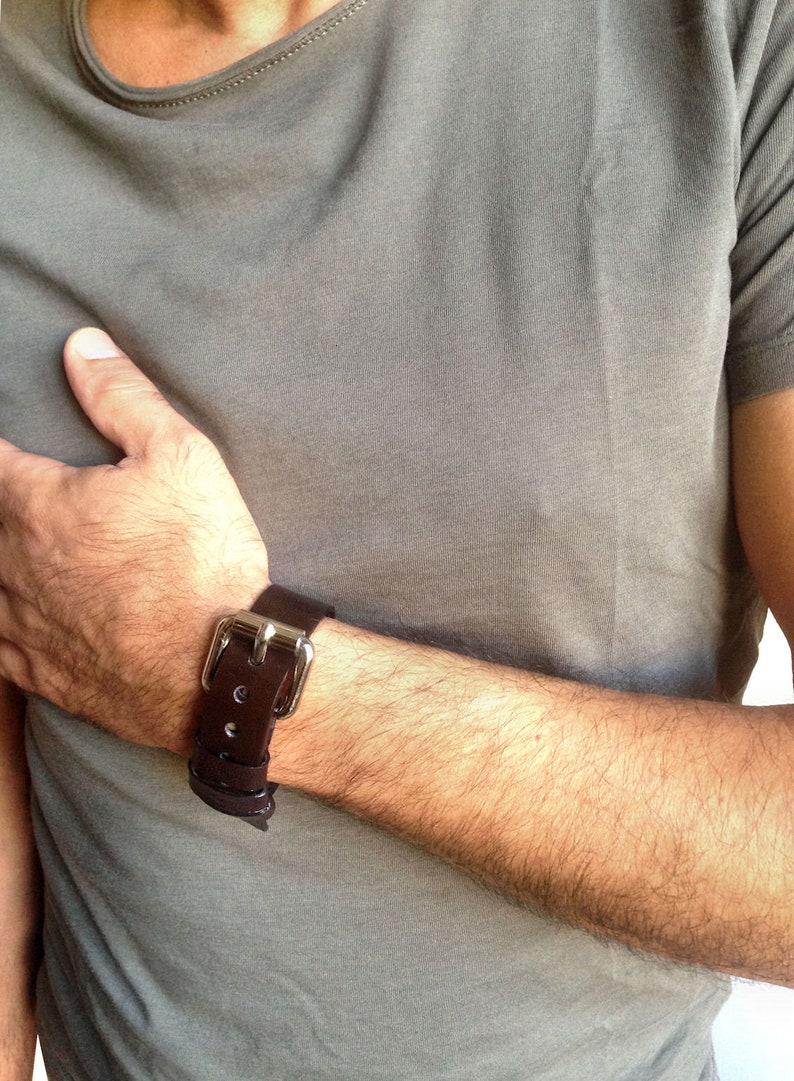 Men's leather bracelet, buckle bracelet as boyfriend gift image 8