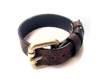 Men's Brown leather Bracelet with buckle, Valentines gift for him, Boyfriend gift, Mens bracelets, Gift for husband, Unisex bracelets.