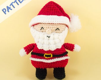 Patrón de Papá Noel amigurumi - Patrón de ganchillo de Papá Noel - Patrón de muñeco de Papá Noel - Patrón de ganchillo de Papá Noel navideño - Patrón de amigurumi navideño