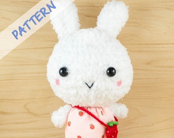 Fluffy Bunny Crochet Amigurumi Pattern -- DIY Stuffed Rabbit Plush Decor for Easter and Nursery