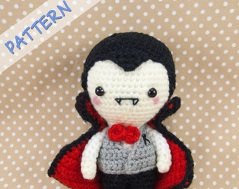 Vampire Crochet Pattern - Amigurumi Vampire Pattern - Vampire Amigurumi Pattern - Dracula Crochet Pattern - Halloween Doll Pattern