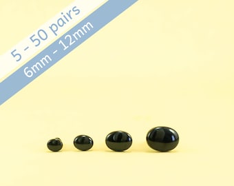 Black oval safety eyes/noses - 5, 10, 25 or 50 pairs, 6x5mm, 8x6mm, 10x8mm, 12x9mm  -- for amigurumi, teddy bear, stuffed animal