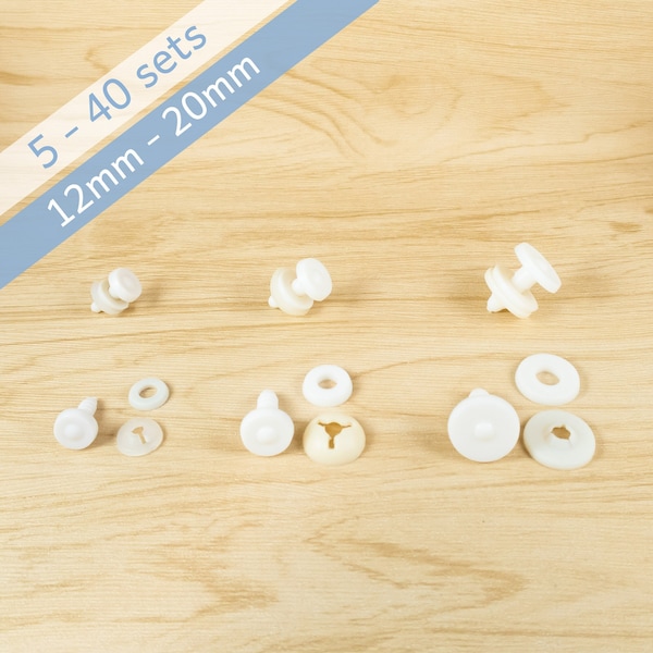 Plastic Doll Joints - 12mm, 15mm, 20mm, 5 to 40 sets - for making moveable jointed teddy bears, dolls, stuffed animals, plush toys