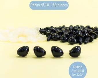 15mm x 11mm black triangle safety noses - for crochet stuffed animals, puppets, amigurumi plushies