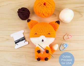 Fox Amigurumi Crochet Kit -- DIY Stuffed Animal Plush Gift for Crochet Lover