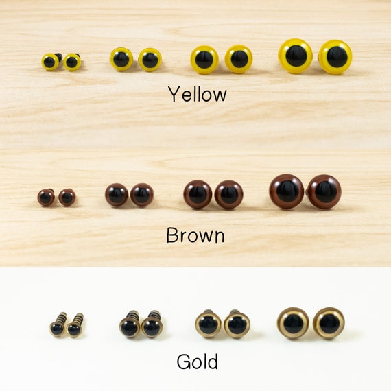 Black Safety Eyes 5, 10, 25 or 50 Pairs 4mm, 4.5mm, 5mm, 6mm, 7mm, 8mm,  9mm, 10.5mm, 12mm, 15mm for Amigurumi, Stuffed Animal, Plush 