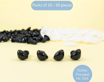 8mm x 6mm black triangle safety noses - for stuffed animals, teddy bears, amigurumi