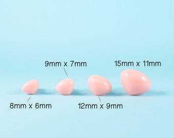 Rosa Dreieck-Sicherheitsnasen-Probepaket – 8 mm, 9 mm, 12 mm, 15 mm – je 5 Stück – Stofftiernasen, Teddybärnasen für Amigurumi