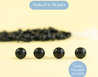 Ojos de seguridad negros de 7 mm - para manualidades de amigurumi, peluches de ganchillo, muñecas, animales de peluche