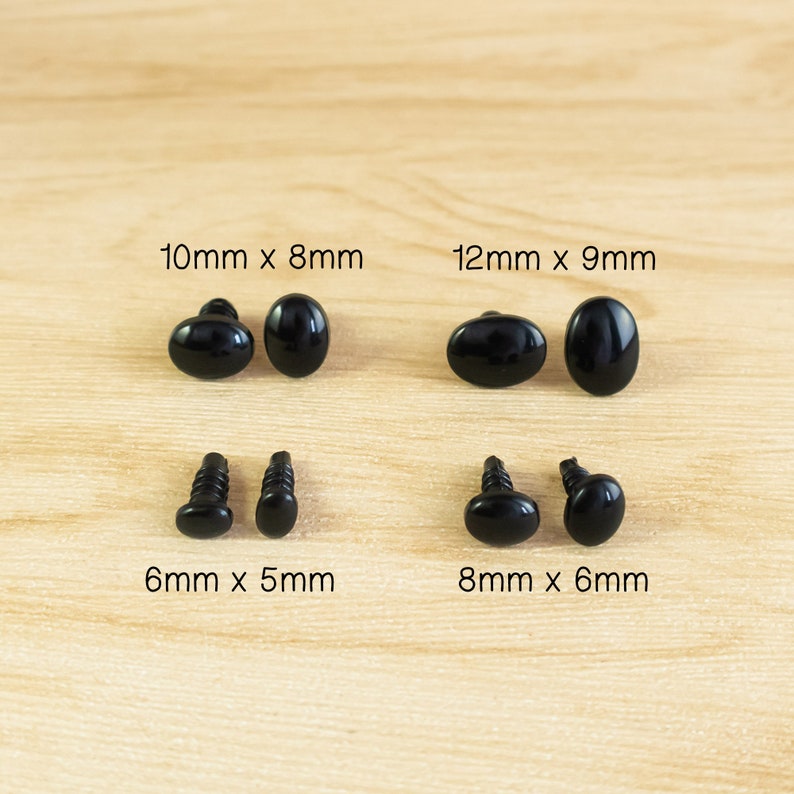 10mm x 8mm black oval safety eyes/ noses 5, 10, 25 or 50 pairs for teddy bear, amigurumi craft, plush toys, crochet stuffed animal image 5