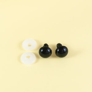 Ojos de seguridad negros de 12 mm - 5, 10, 25 o 50 pares - para amigurumi, manualidades, muñecas, títeres, ositos de peluche, animales de peluche imagen 3