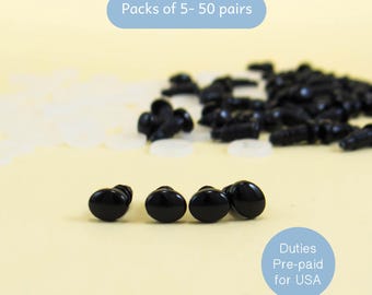 6mm x 5mm black oval safety eyes/ noses - for amigurumi, plush animal, teddy bear