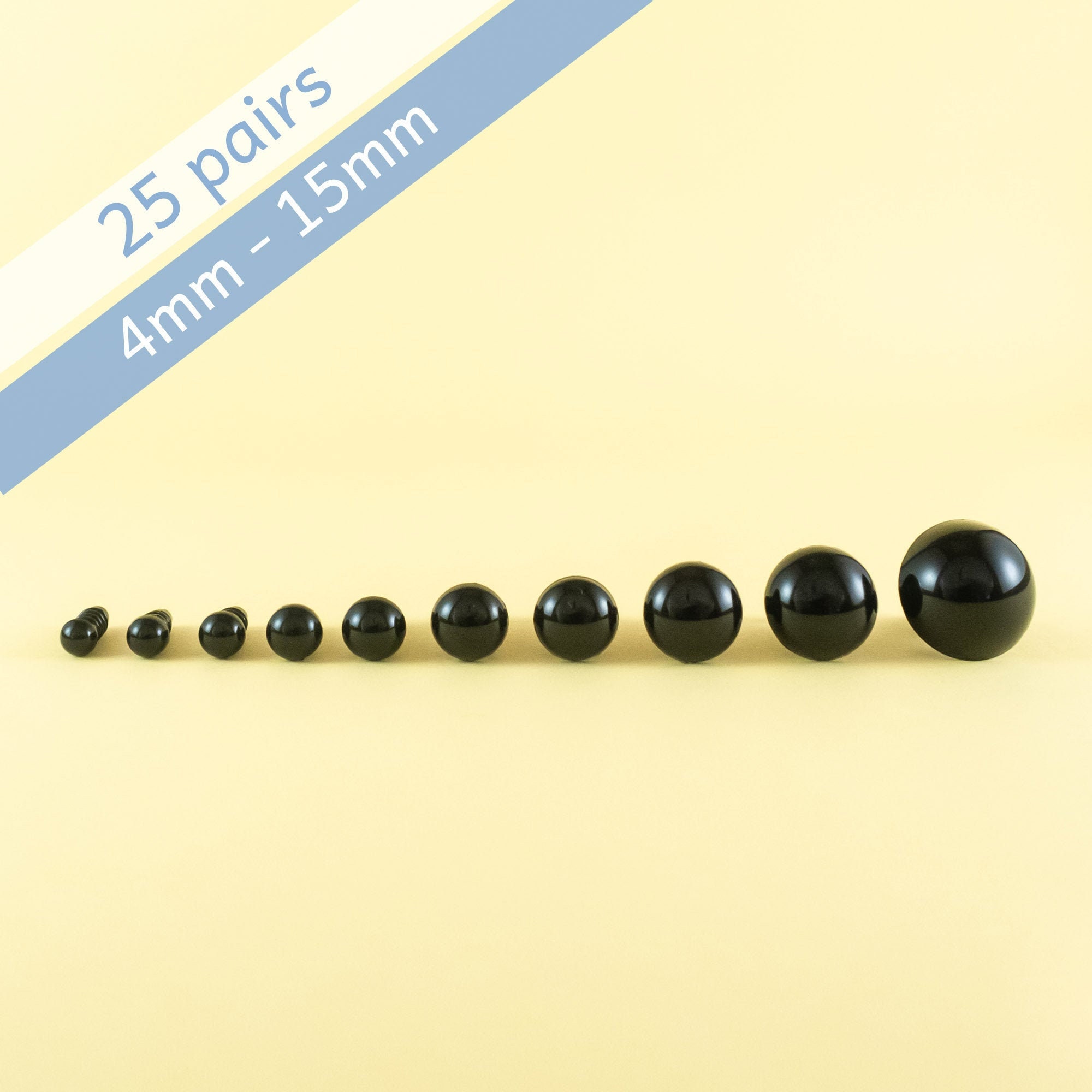 25 Pairs Black Safety Eyes 4mm 4.5mm 5mm 6mm 7mm 8mm Etsy