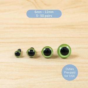 Perlengrün Sicherheitsaugen -- 6 mm, 8 mm, 10 mm, 12 mm -- Farbaugen für Amigurumi, Stofftier