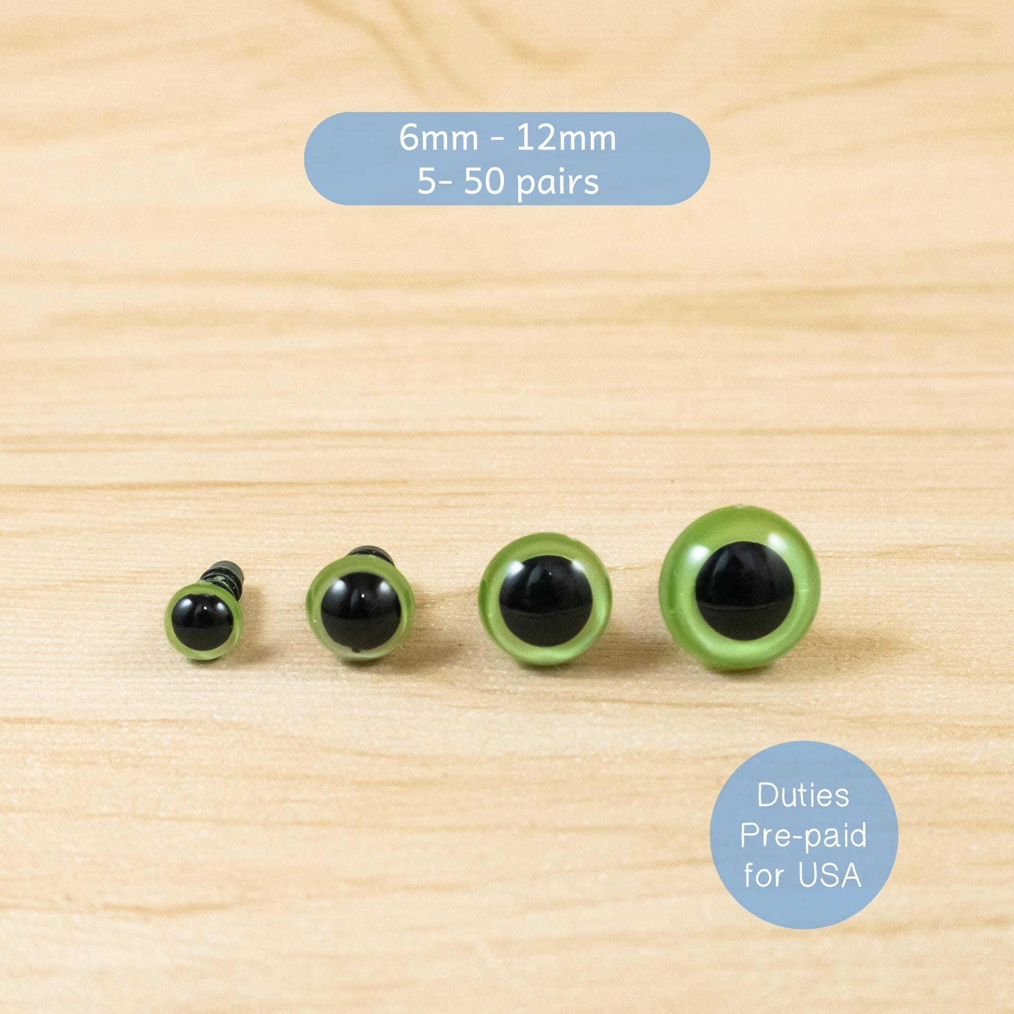 Pearl Green Safety Eyes -- 6mm, 8mm, 10mm, 12mm -- Color Eyes for