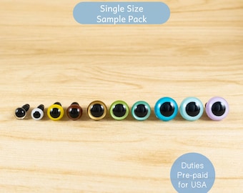 Color Safety Eyes Sample Pack - Single Size in 10 Colors - 6-12mm - 3 Pairs Each