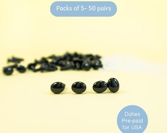 8mm x 6mm black oval safety eyes/ noses - for teddy bears, amigurumi, stuffed animal