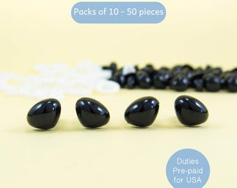 Narices de seguridad triangulares negras de 12 mm x 9 mm - para amigurumi, animales de peluche, ositos de peluche, peluches
