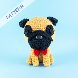 Pug Crochet Pattern, Dog Amigurumi Pattern, Puppy Plush Pattern, DIY Stuffed Animal Tutorial for Dog Lovers Gift
