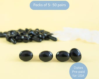 10mm x 8mm black oval safety eyes/ noses - for amigurumi, plush toys, crochet animal