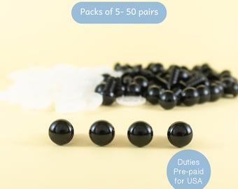 Ojos de seguridad negros de 9 mm - para amigurumi, manualidades, muñecas, ositos de peluche, marionetas, animales de peluche