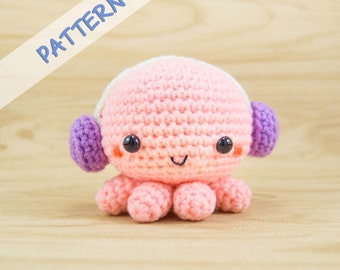 Octopus With Headphone Crochet Pattern  -- amigurumi DIY gift - stuffed animal plush tutorial