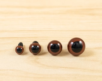 Brown safety eyes -- 6mm, 8mm, 10mm, 12mm -- 5, 10, 25 or 50 pairs -- for amigurumi, crochet plush, stuffed animal, puppet