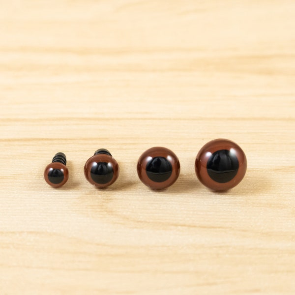 Yeux de sécurité marron -- 6 mm, 8 mm, 10 mm, 12 mm -- 5, 10, 25 ou 50 paires -- pour amigurumi, peluche au crochet, animal en peluche, marionnette