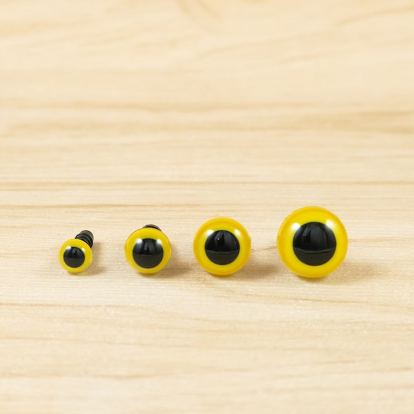 Yellow safety eyes -- 6mm, 8mm, 10mm, 12mm -- 5, 10, 25 or 50 pairs -- for amigurumi, dolls, stuffed animals, teddy bears