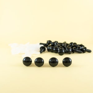 10.5mm Black safety eyes - 5, 10, 25 or 50 pairs -- for amigurumi, crochet craft, plush toys, stuffed animals, teddy bears