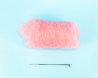 Needle Felting Kit for Making Amigurumi Cheeks - Contains pink wool, extra fine needle and pdf cheeks felting guide