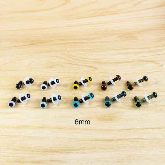 Color Safety Eyes Sample Pack, Single Size in 10 Colors, 3 Pairs Each  Clear, Yellow, Blue, Brown, Green, Gold 6mm, 8mm, 10mm, 12mm 