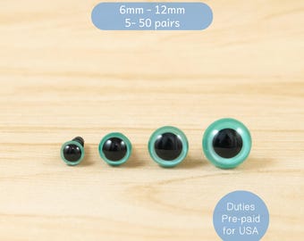 Ojos de seguridad azul perla -- 6 mm, 8 mm, 10 mm, 12 mm -- ojos de color para amigurumi, muñecas, animales de peluche