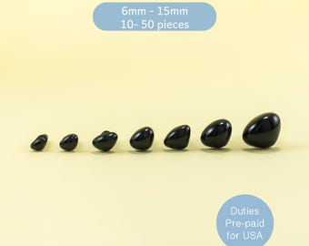 Narices de seguridad triangulares negras - 10, 20 o 50 piezas - 6 mm, 7 mm, 8 mm, 9 mm, 10 mm, 12 mm o 15 mm - para amigurumi, osito de peluche, animal de peluche