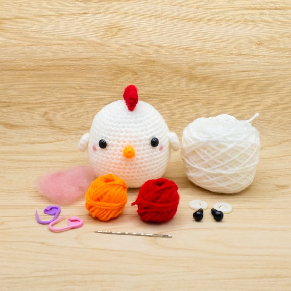 Chicken Crochet Kit, Chicken Amigurumi Kit, Stuffed Animal Kit, DIY Gift  for Crochet Lover 