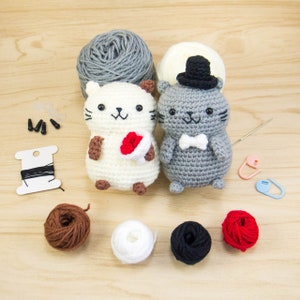 Cat Crochet Kit Cat Amigurumi Kit Cat Couple DIY Kit Kitty Stuffed Animal  Kit DIY Valentine Gift Cat Lover Gift 