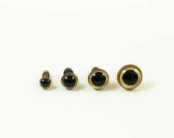 Gold safety eyes -- 6mm, 8mm, 10mm, 12mm -- 5, 10, 25 or 50 pairs -- color eyes for amigurumi, crochet dolls, stuffed animal, craft