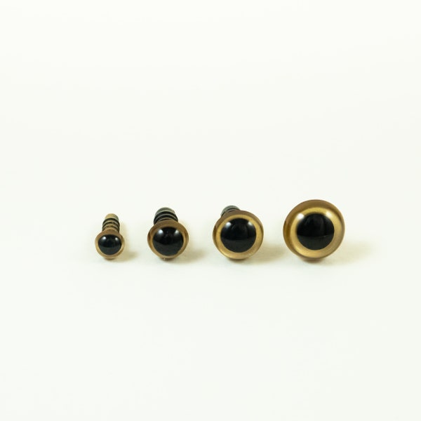 Gold safety eyes -- 6mm, 8mm, 10mm, 12mm -- 5, 10, 25 or 50 pairs -- color eyes for amigurumi, crochet dolls, stuffed animal, craft