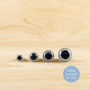Silver Glitter safety eyes -- 6mm, 8mm, 10mm, 12mm -- 5, 10, 25 or 50 pairs -- for amigurumi, handmade stuffed animals, crochet toys