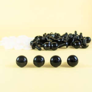 12 mm schwarze Sicherheitsaugen - 5, 10, 25 oder 50 Paare -- für Amigurumi, Puppen, Teddybären, Stofftiere, Teddys