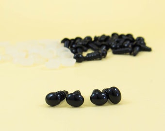 6mm x 5mm black oval safety eyes/ noses - 5, 10, 25 or 50 pairs -- for amigurumi, plush, stuffed animal craft, teddy bear