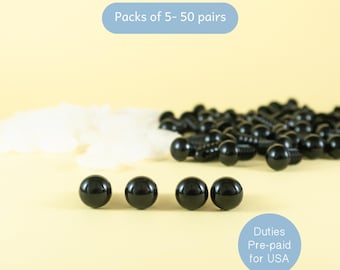 8mm Black safety eyes - for amigurumi, craft, dolls, teddy bear, plush animal