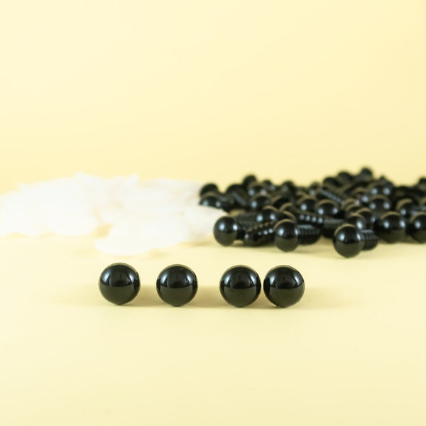 8mm Black safety eyes - 5, 10, 25 or 50 pairs -- for amigurumi, craft, dolls, teddy bear, plush animal