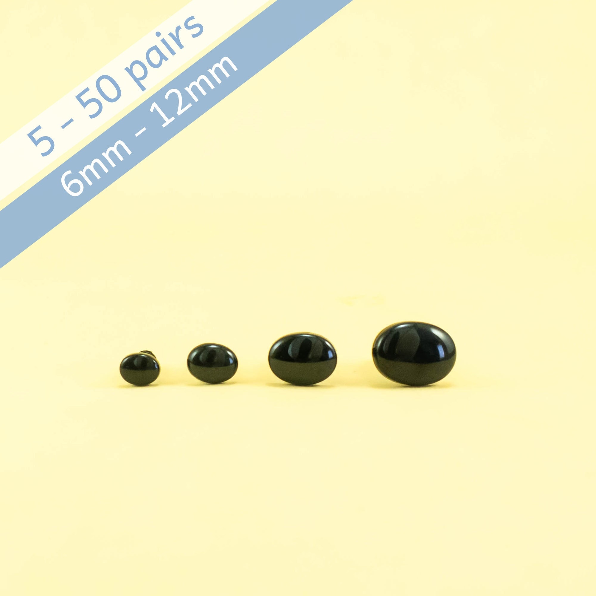 17mm Solid Black Oval Safety Eyes 5 Pairs Toy Eyes Plastic Animal Eyes  Teddy Bear Eyes Animal Eyes Safety Eyes 