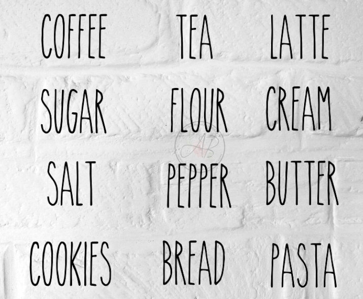 Pantry/kitchen Words, Rae Dunn Inspired SVG/PNG/JPEG Etsy