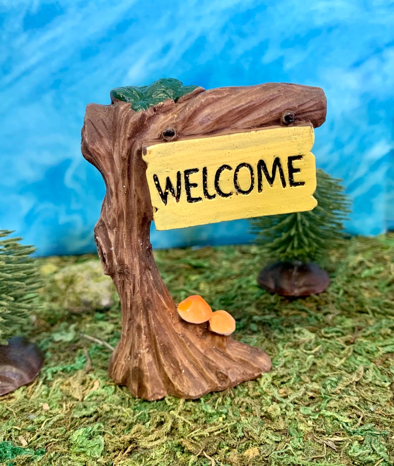 Miniature Welcome Sign Bird Bath Flowers Sign - Your Choice - Fairy ...
